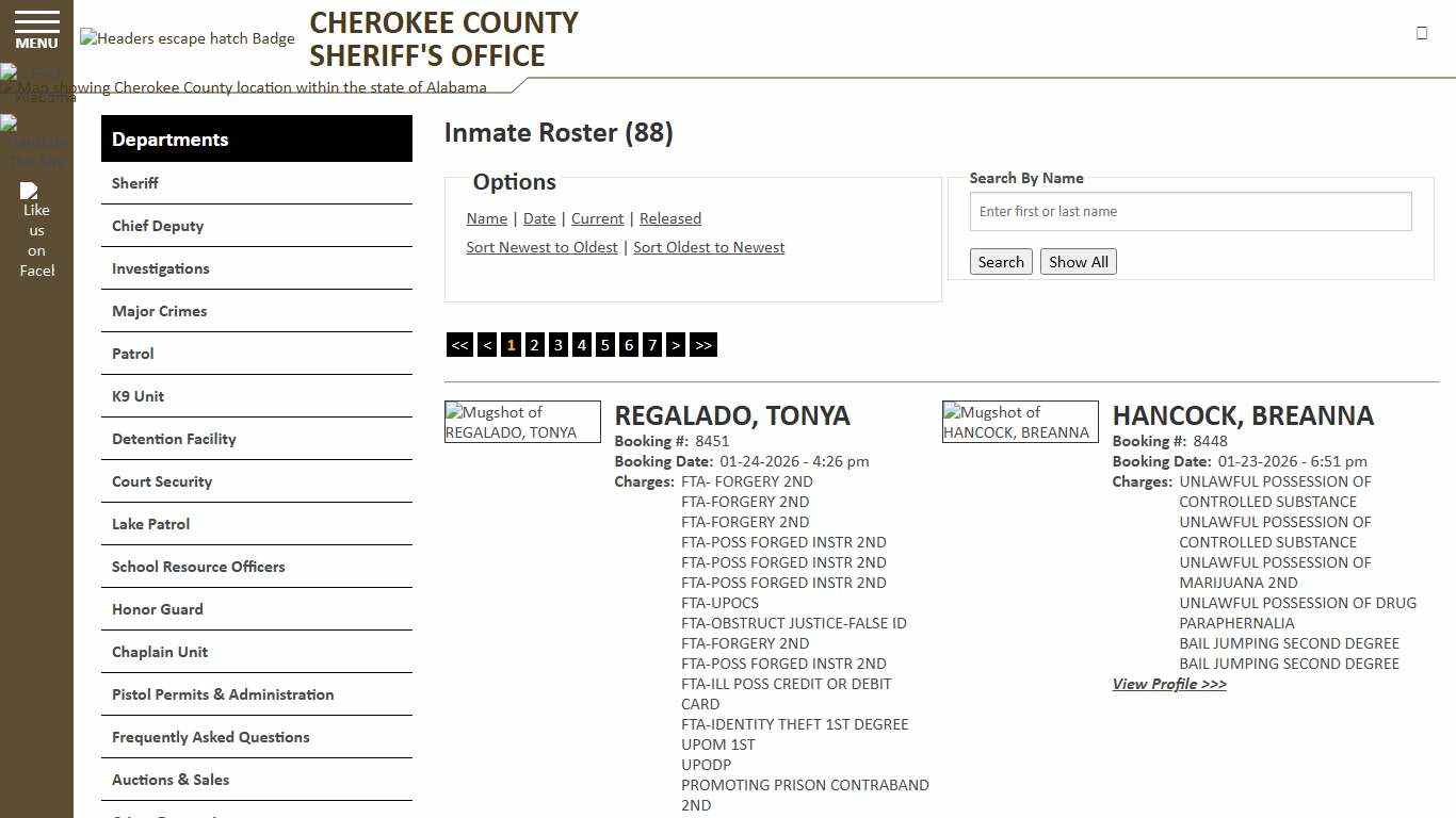Inmate Roster - Current Inmates Booking Date Descending - Cherokee County Sheriff AL