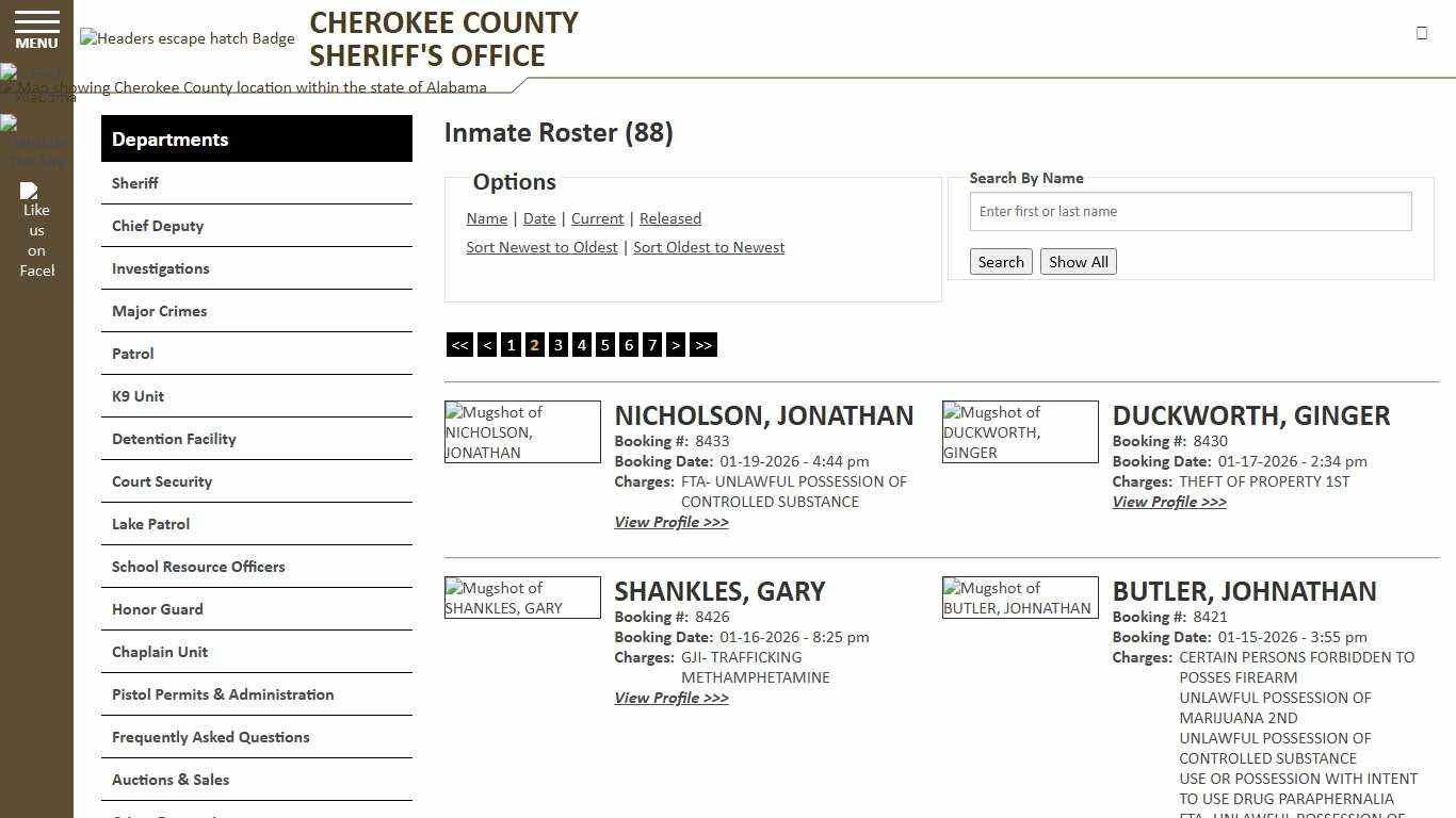 Inmate Roster - Page 2 Current Inmates Booking Date Descending - Cherokee County Sheriff AL
